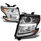 Chrome Amber Projector Headlights w/LED DRL for Chevy Suburban/Tahoe (2015–2020)