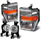 Chrome Amber Headlight + Turn Signal Lamp + OE Bumper Fog Light for SuperDuty (2008–2010)