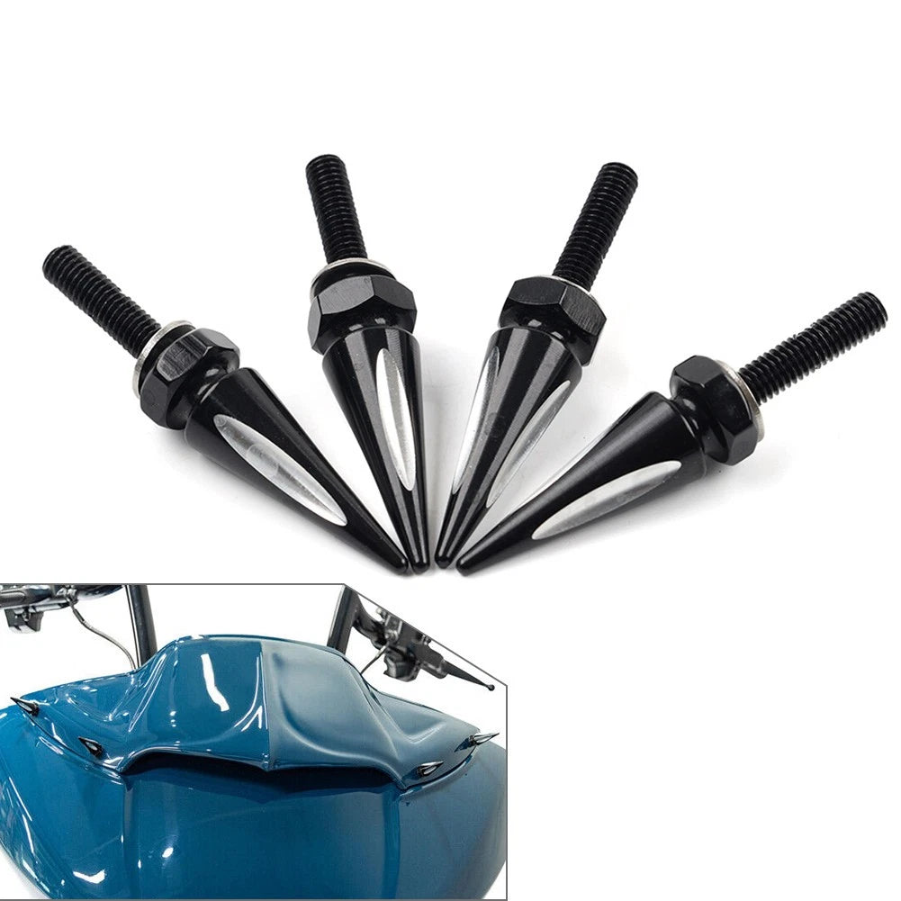 Set of 4 Windshield Spike Bolts for Harley Road Glide (2015–2023) Aluminum Black/White