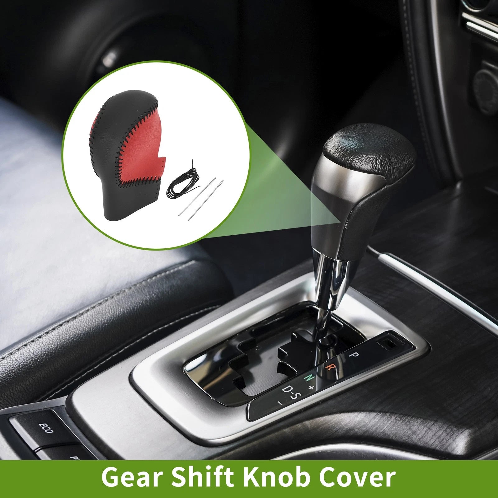 Gear Shift Knob Cover for Honda Civic (2022–2024) Red Black Faux Leather