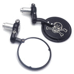 Skull Round Rearview Mirrors for Motorcycle Chopper Cafe Racer (25mm 1")