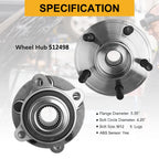 2X Front Wheel Bearing & Hub Assembly for Ford Fusion, Lincoln MKZ (2013–2016)