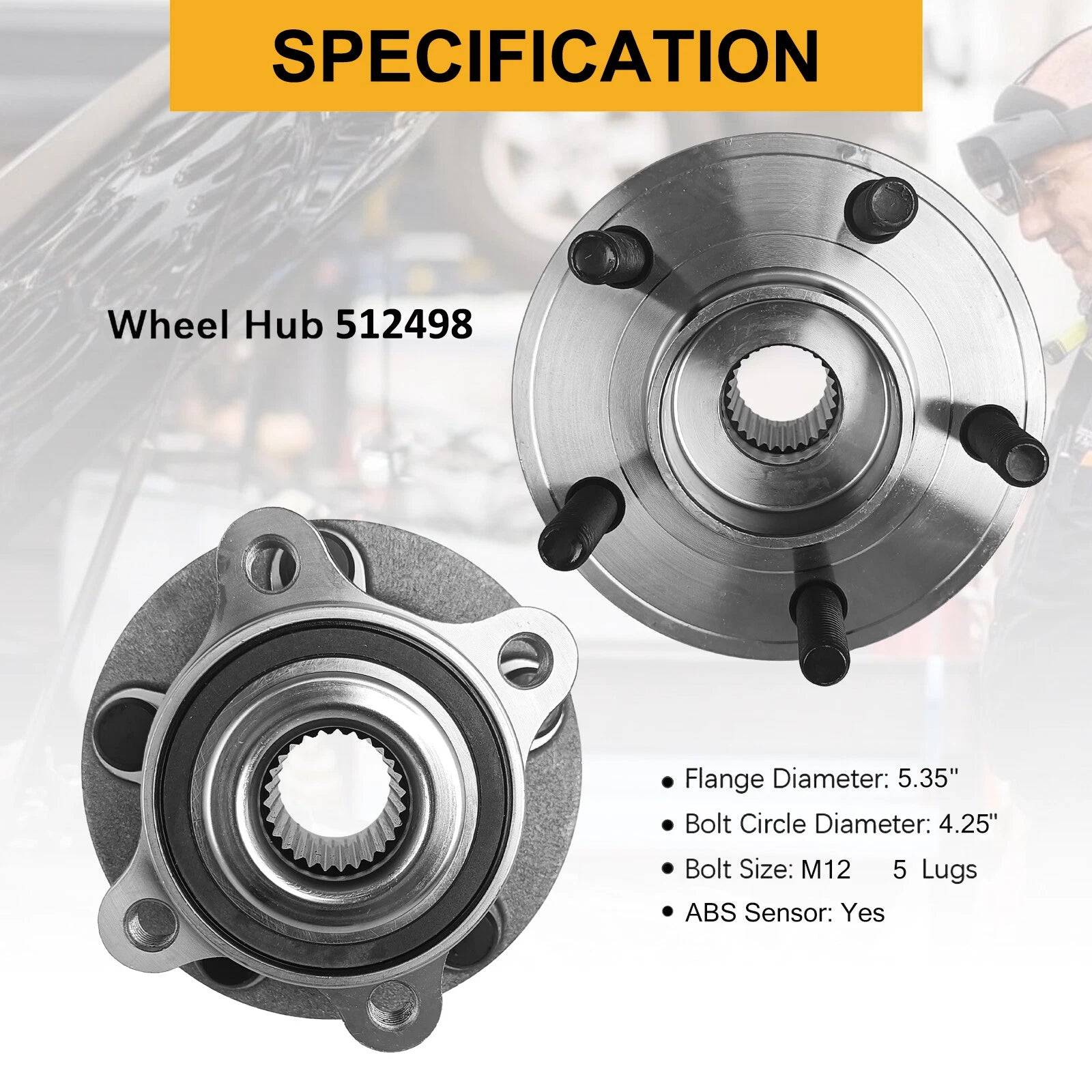 2X Front Wheel Bearing & Hub Assembly for Ford Fusion, Lincoln MKZ (2013–2016)