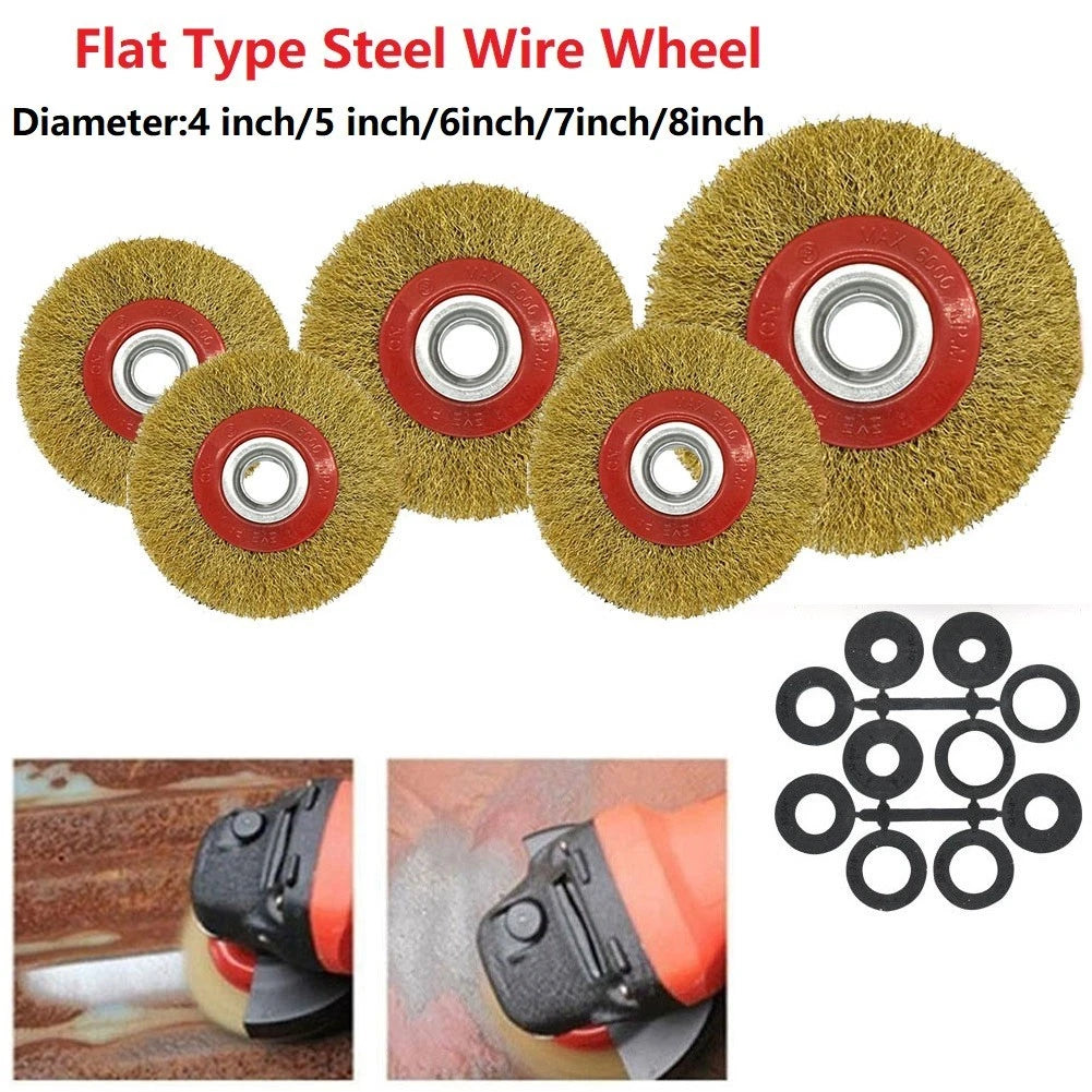 Heavy Duty Steel Wire Brush Wheel for Rust Removal (Choose Size)