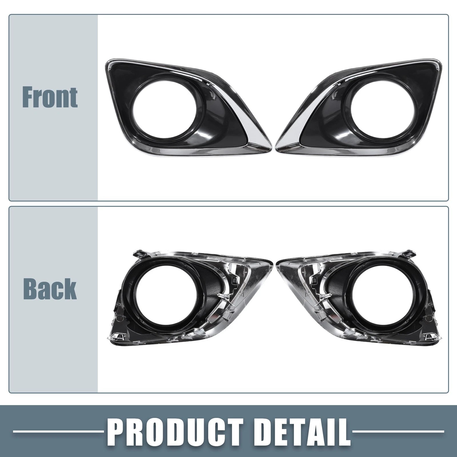 Set of 2 Fog Light Grille Covers for Toyota Venza (520400T010, 520300T010)