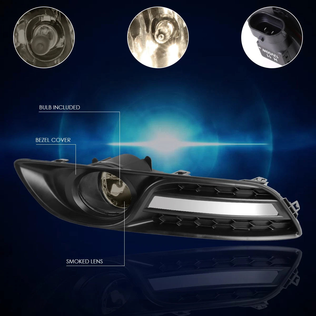 Fog Lights with Switch for Nissan Sentra (2013–2016) Smoke Lens Pair