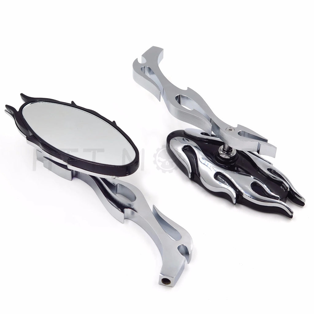 Chrome CNC Rearview Side Mirror for Motorcycle Cruiser Chopper (8mm, 10mm)
