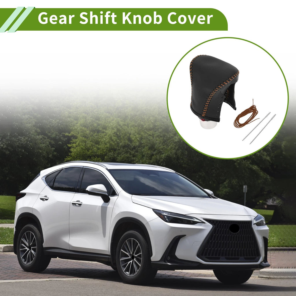 Gear Shift Knob Cover for Lexus ES300h (2018–2023) Black Brown Faux Leather