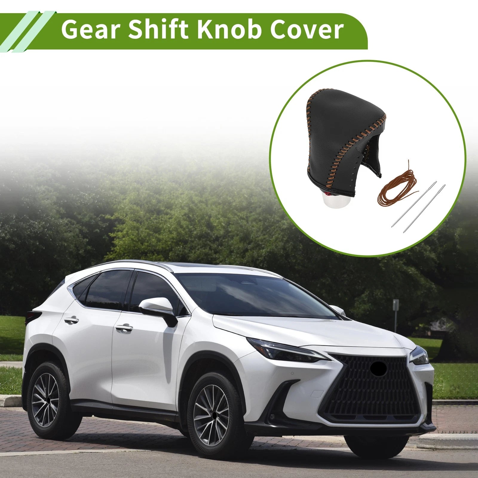 Gear Shift Knob Cover for Lexus ES300h (2018–2023) Black Brown Faux Leather