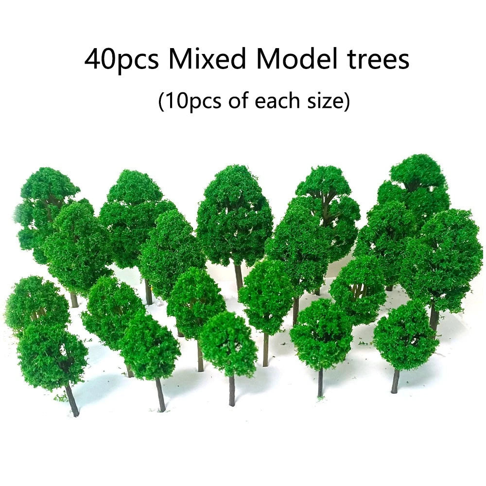 40Pcs Mixed Size Model Trees for Train Railway Architecture Scenery
