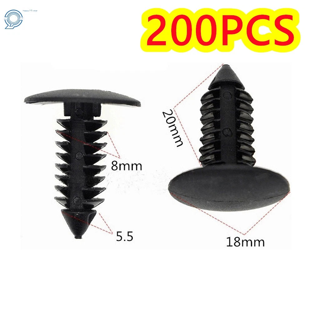 200 Pieces 8mm Plastic Rivets Fastener Clips for Car Auto Fender