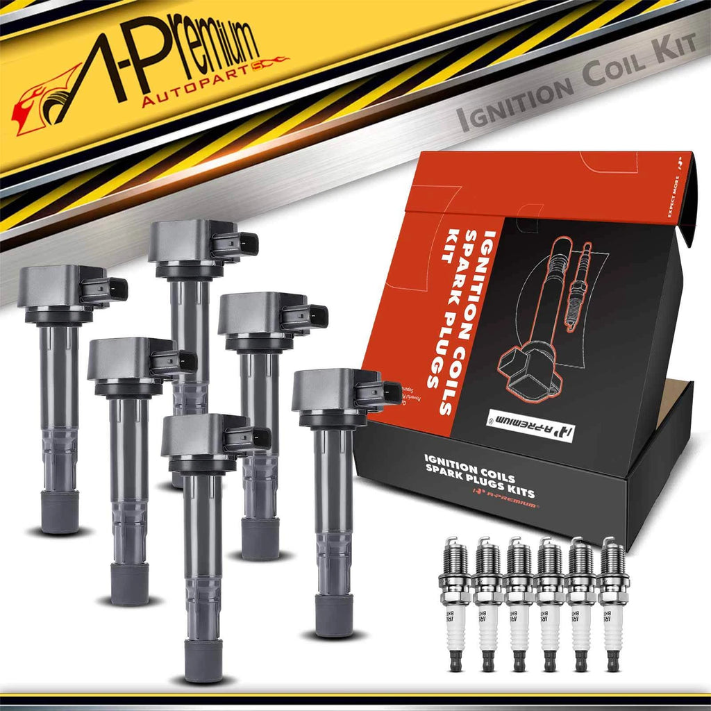 Set of 6 Ignition Coils & Iridium Spark Plugs for Honda Pilot (2006–2008)