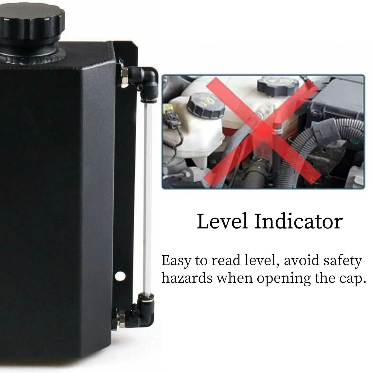 2L Alloy Water Coolant Overflow Tank Reservoir with Aluminum Cap