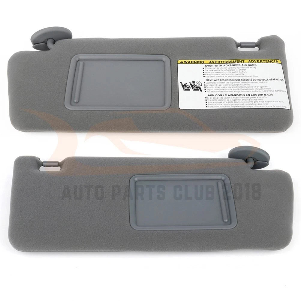 Set of 2 Sun Visors for Toyota Tacoma (2005) Med Gray with Extensions & Mirrors