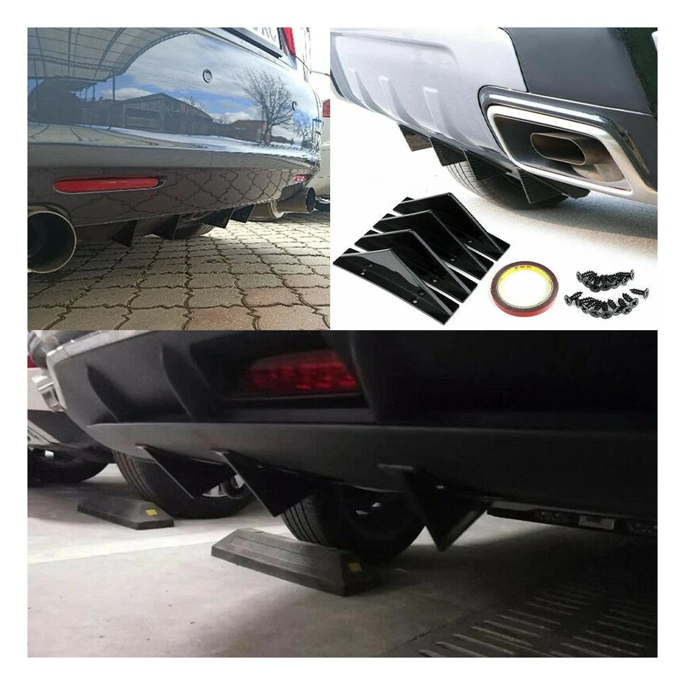 Rear Diffuser Bumper Lip Spoiler Splitter for Chevrolet (Gloss Black)