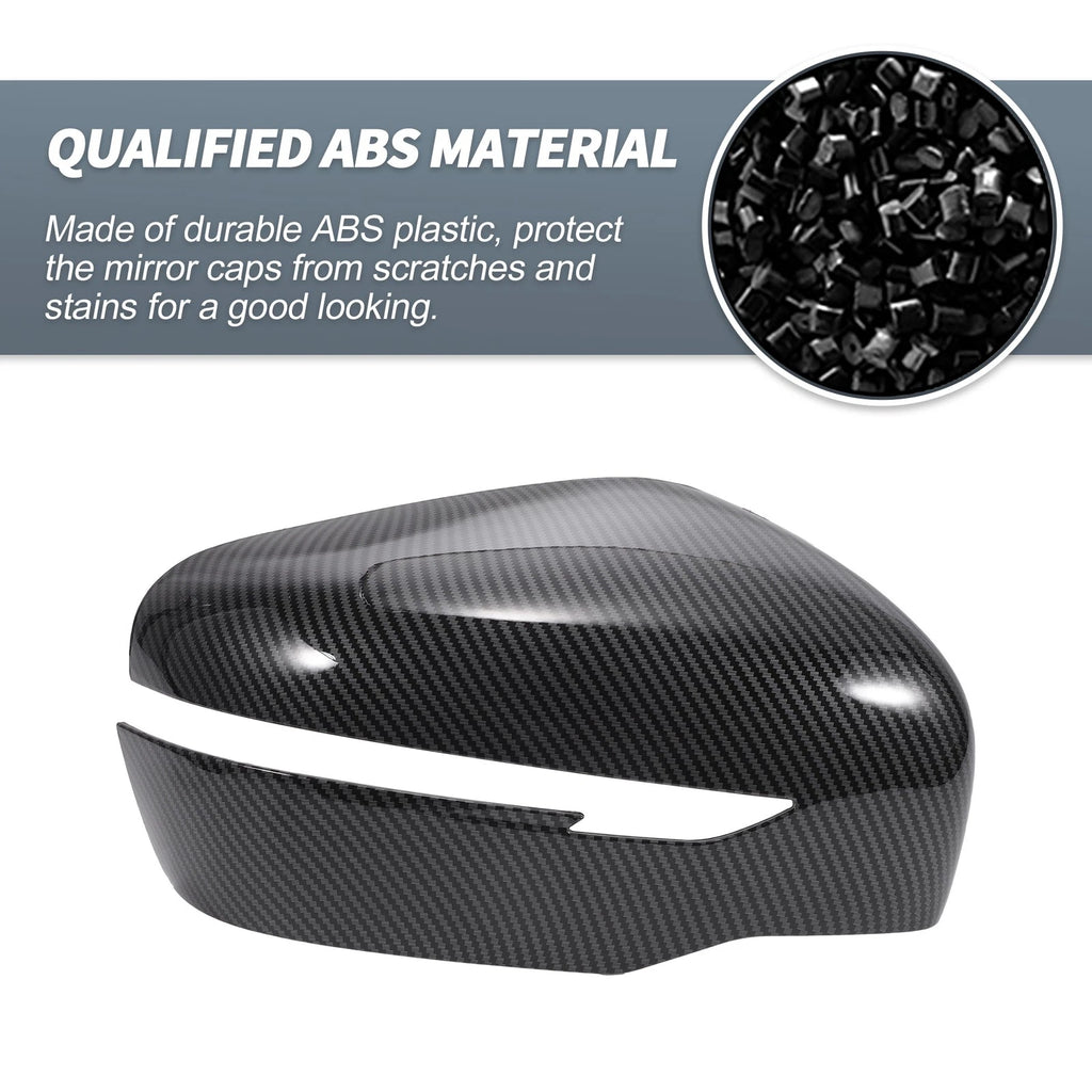 Pair Rearview Mirror Cover Overlay Black Carbon Fiber for Nissan X-Trail Rogue (2014–2022)