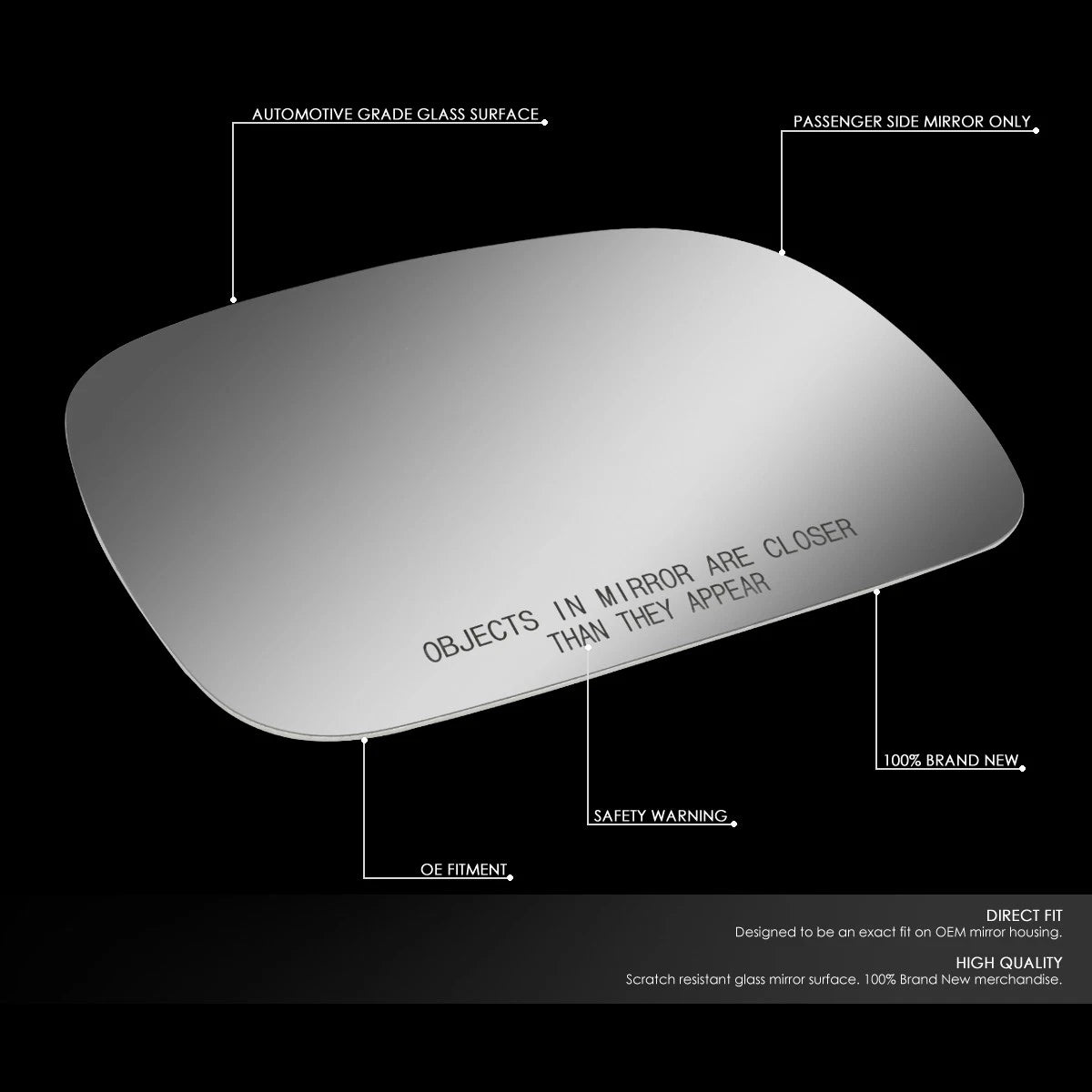 Right Side Mirror Glass Replacement Lens for Voyager/Grand Caravan (1996–2007)