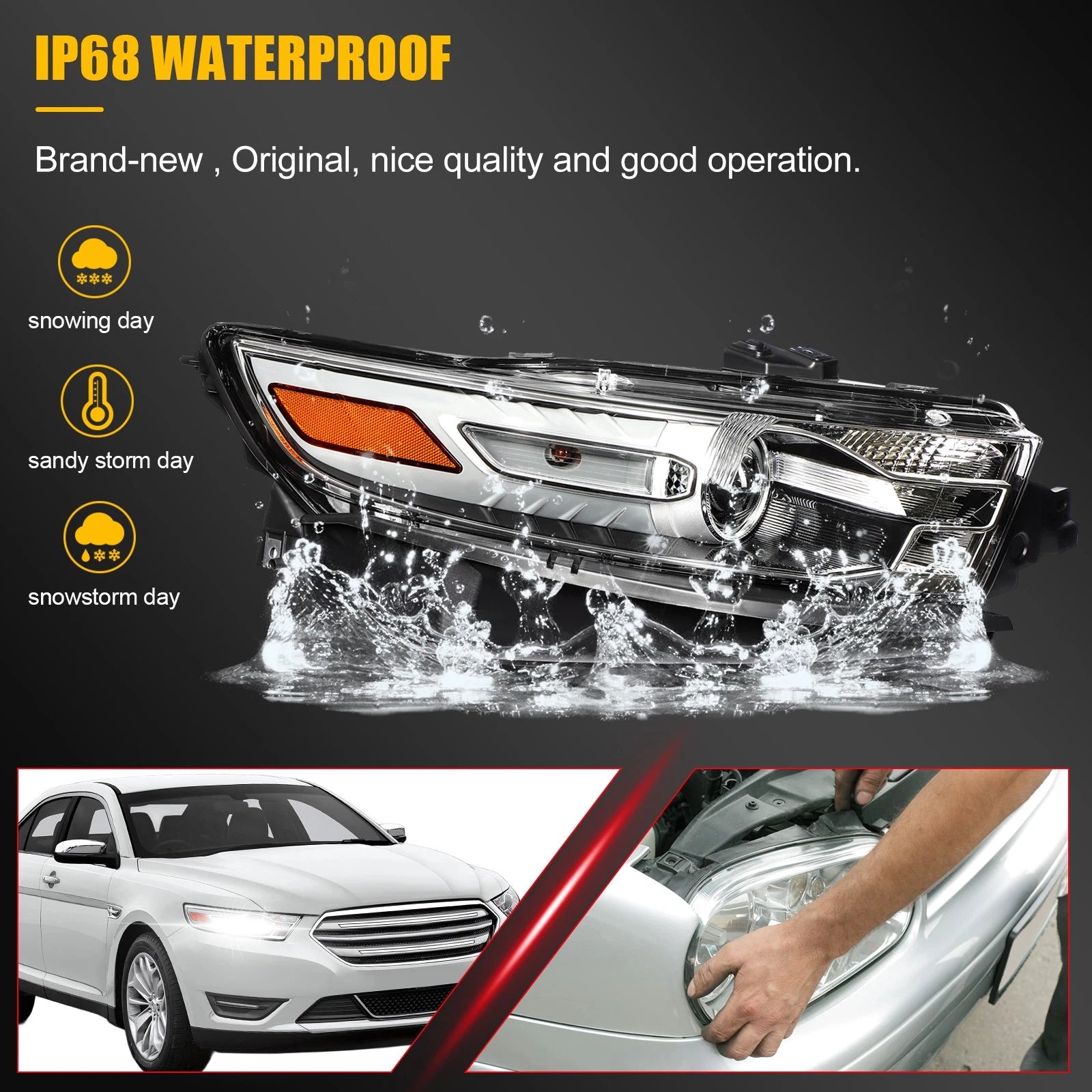 Passenger Side Headlight Assembly for Ford Taurus (2013–2014)