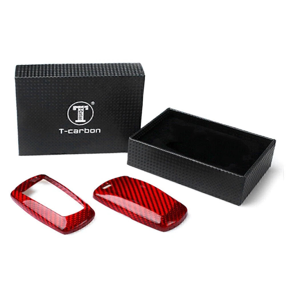 Remote Smart Key Fob Shell Cover for BMW 1 3 5 6 7 Series X3 X5 (Carbon Fiber Red)