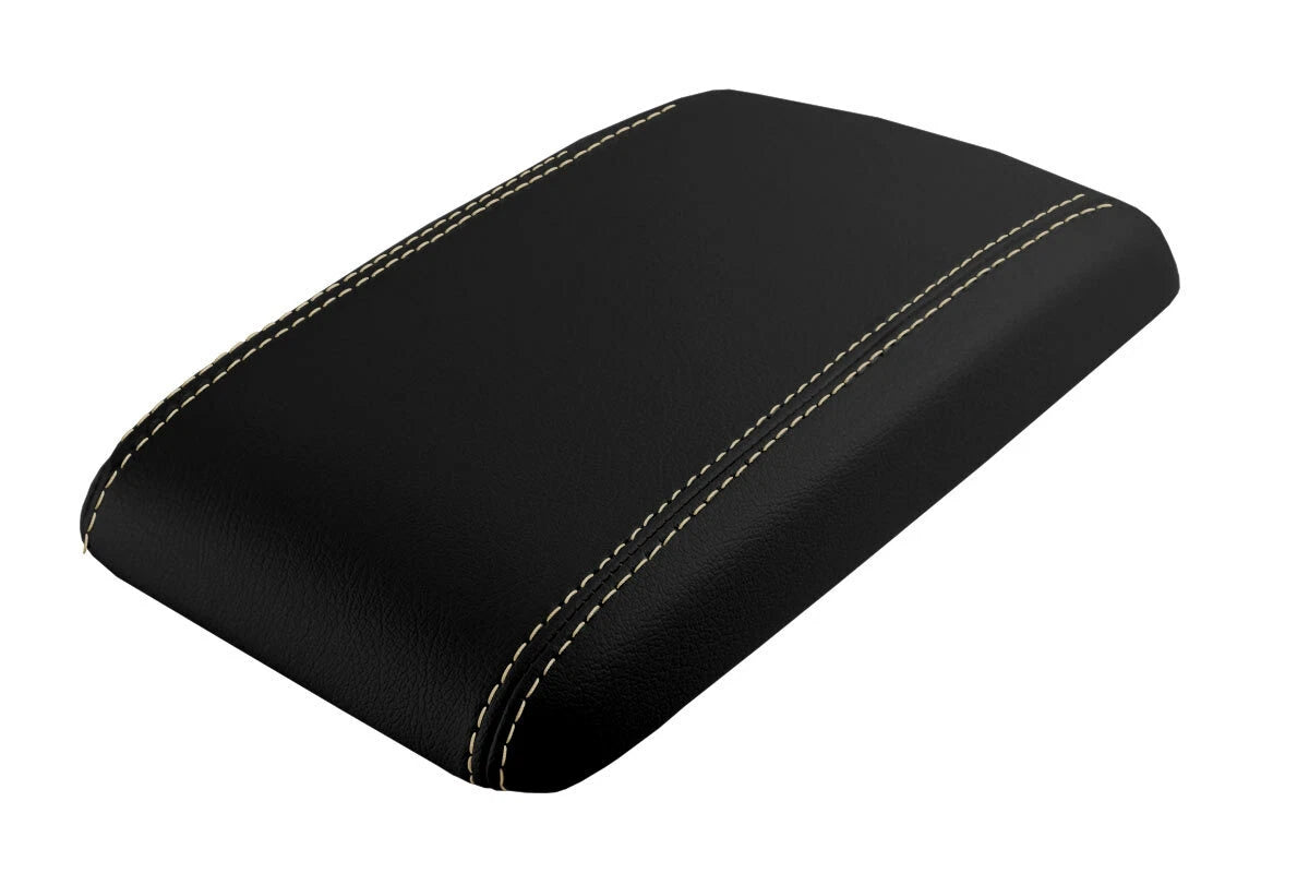 Leather Console Lid Armrest Cover for Cadillac DTS (2006–2011) Beige Stitch