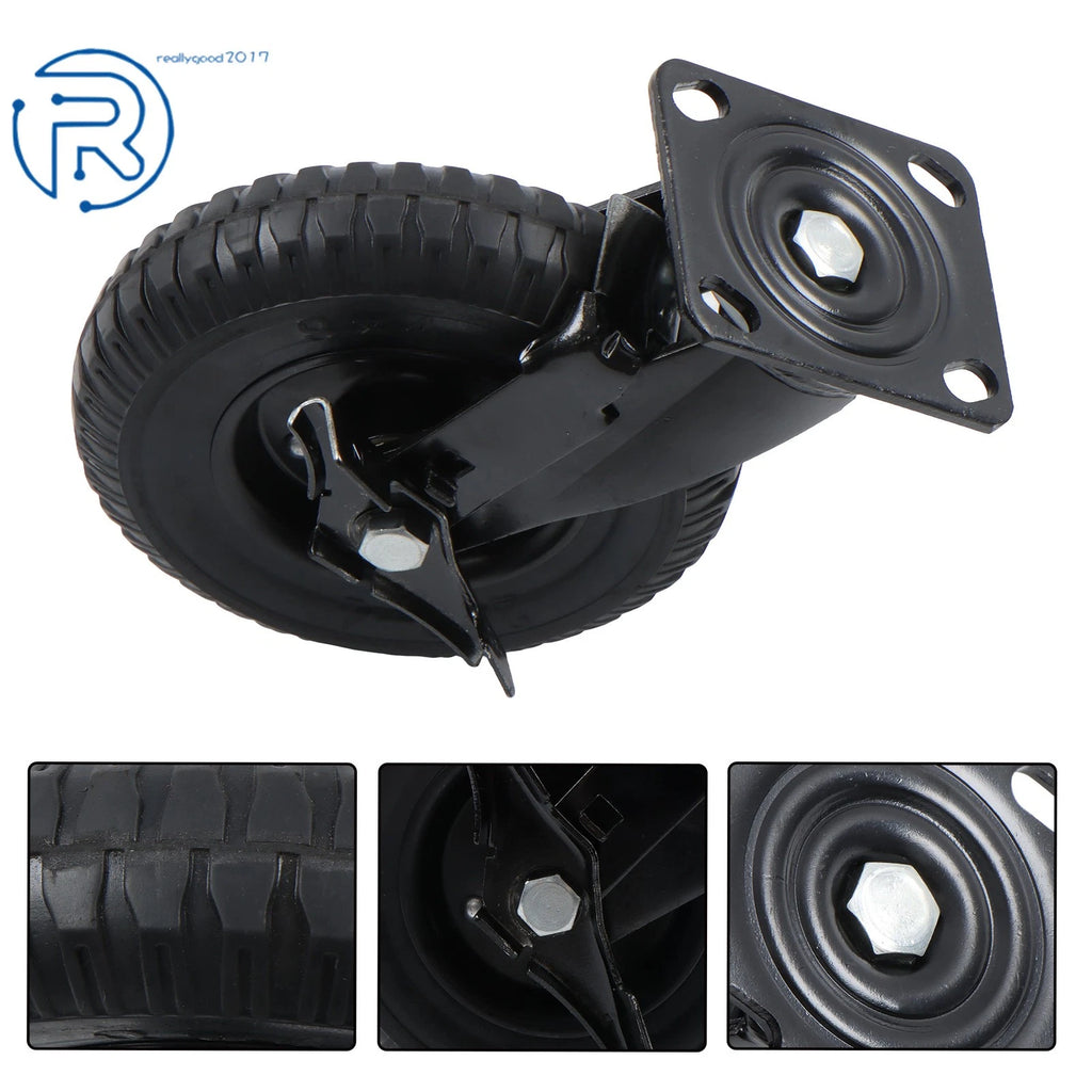 Set of 4 Heavy Duty 8-Inch Casters with Side Brakes