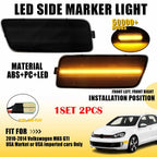 2X White Amber LED Bumper Side Marker Lights for Volkswagen MK6 GTI (2010–2014)