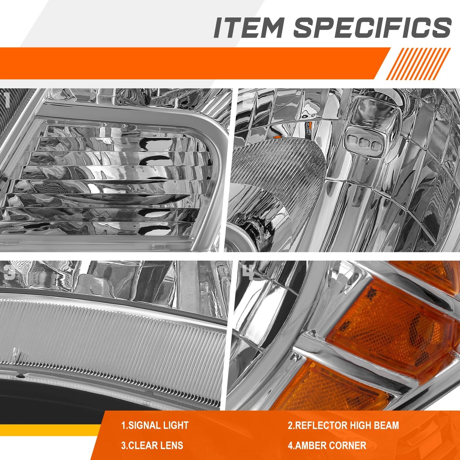 Driver Side Chrome Amber Headlight for Nissan Frontier (2009–2021)