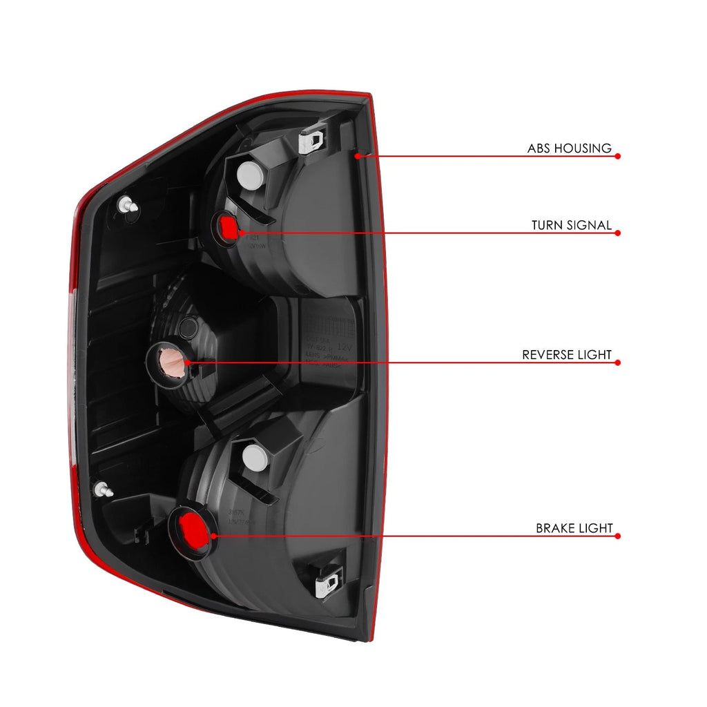 Chrome Housing Red Lens Tail Brake Light for Toyota Tundra (2014–2021)