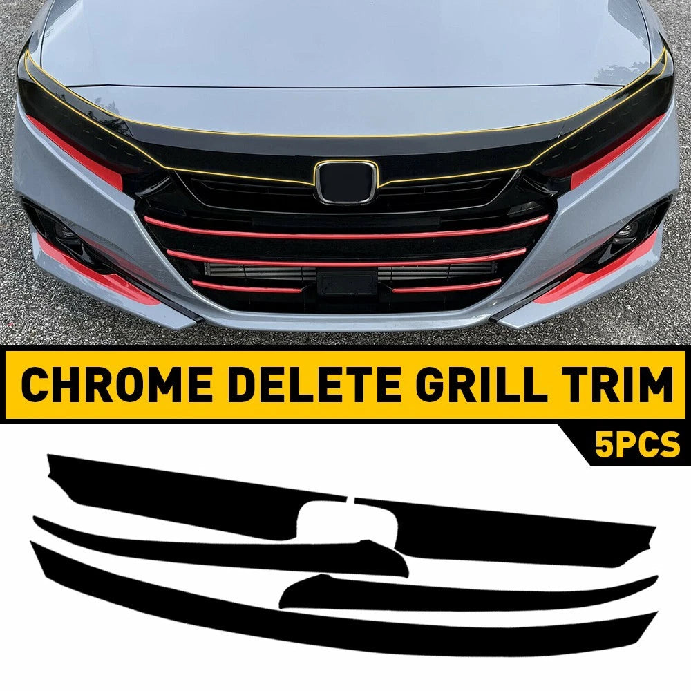 Chrome Delete Glossy Black Front Grille Cover Trim for Honda Accord (2021–2022)