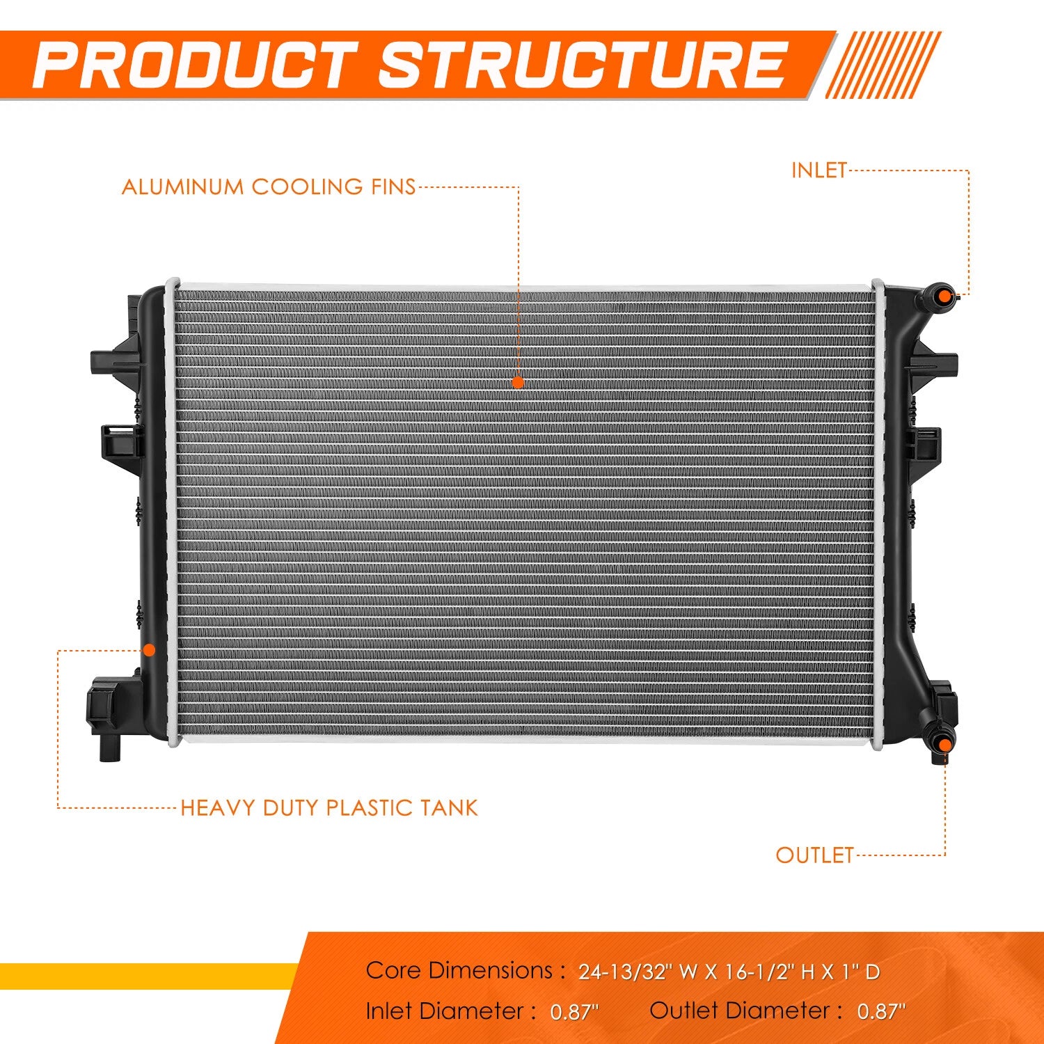 Aluminum Radiator for Audi A3 VW Golf Jetta Taos (2015–2023) DPI-13881