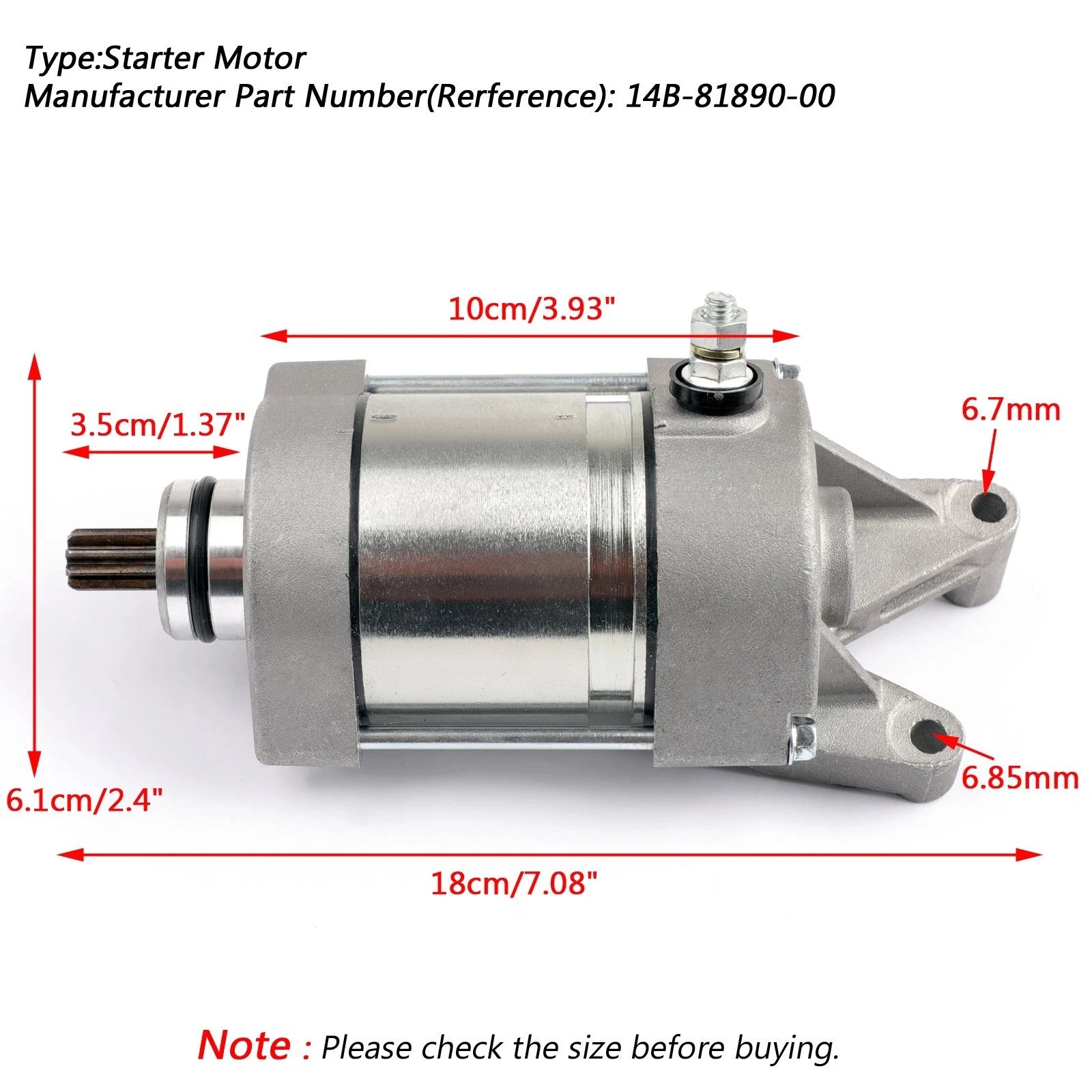 Starter Motor 14B-81890-00 for Yamaha YZF R1 (2009–2014)