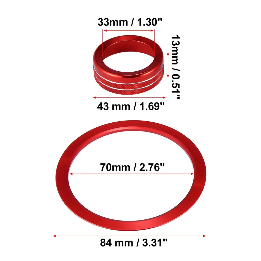 Set of 4 AC Vent Ring Knob Trim Covers for Toyota Tacoma (2016–2020) Red