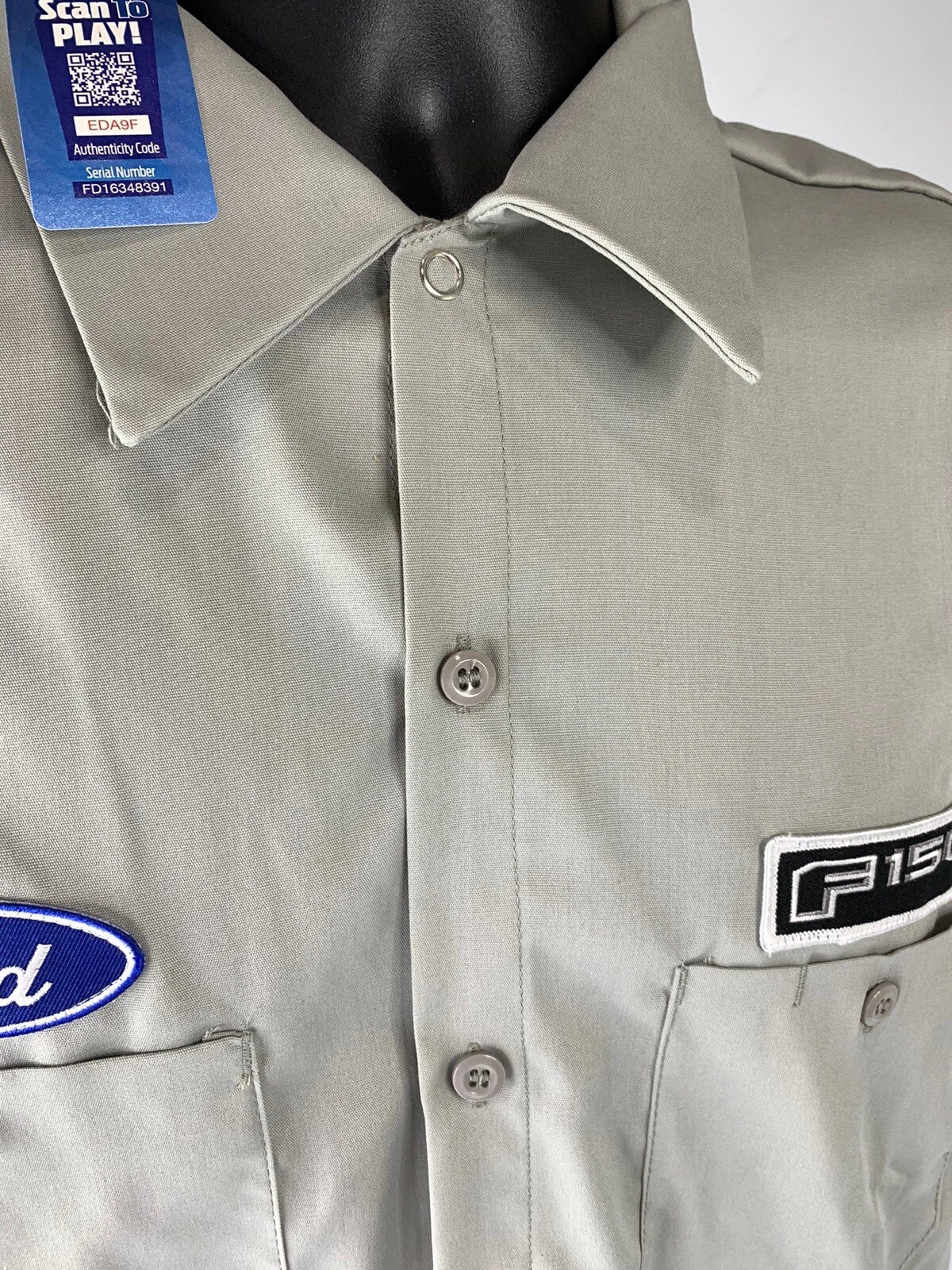 Mechanic Style Button Up Shirt for Ford F150 Owners (Gray Blue) (2011–2024)
