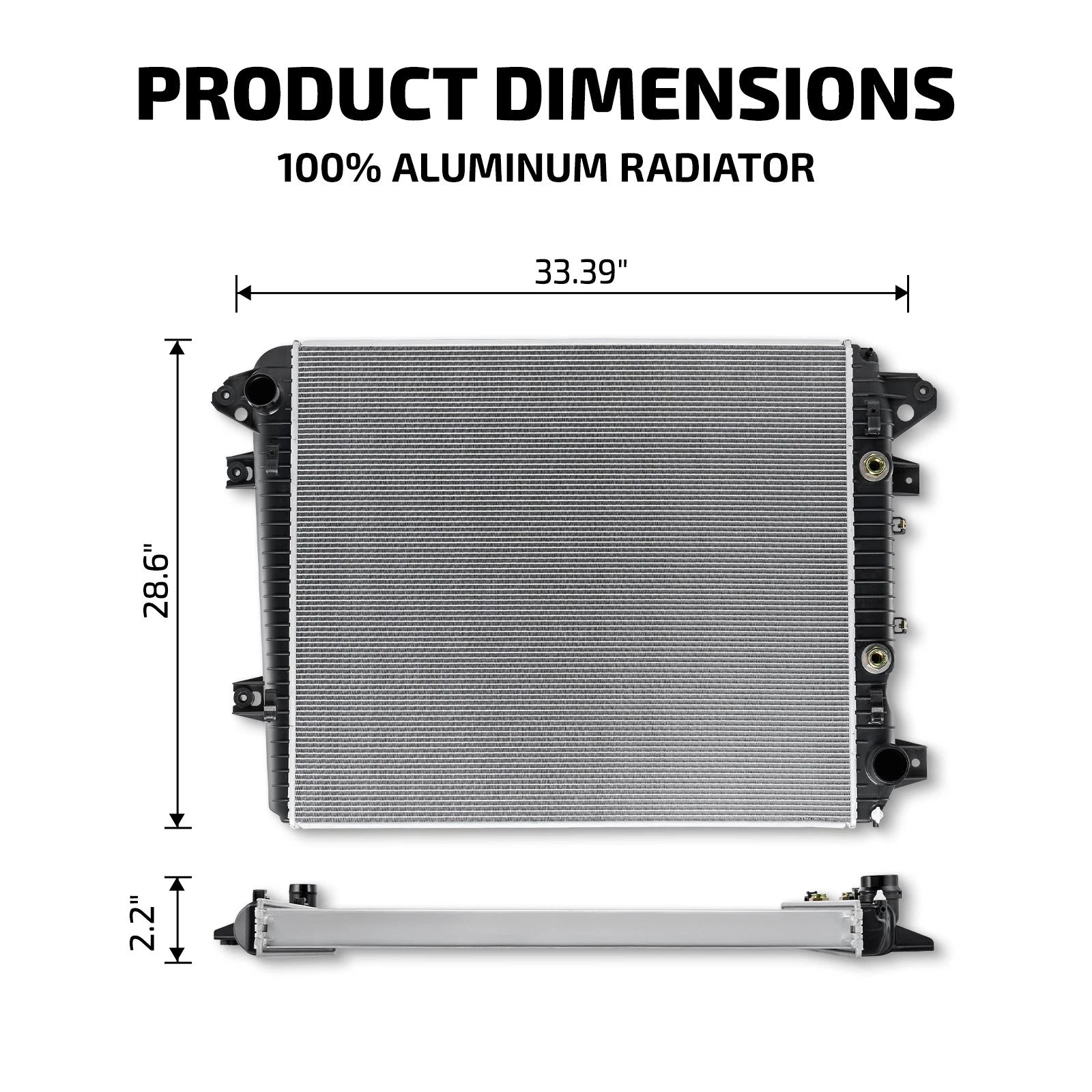 Aluminum Core Radiator for Silverado 3500, Sierra 2500 6.6L (2017–2019) 13690