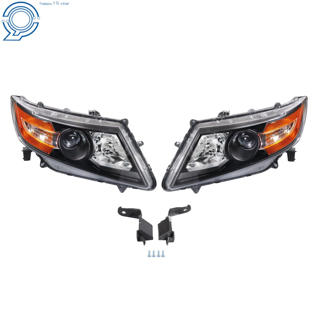 Set of 2 Halogen Headlights for Honda Odyssey (2011–2017) Amber Black