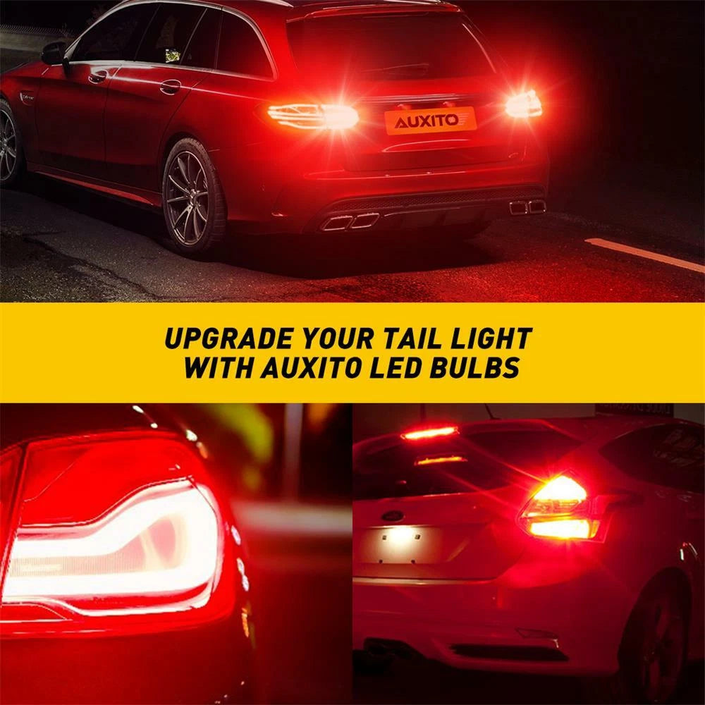 2X AUXITO 3157 LED Brake Stop Tail Light Bulbs 3057 3357 4057 4157 Pure Red