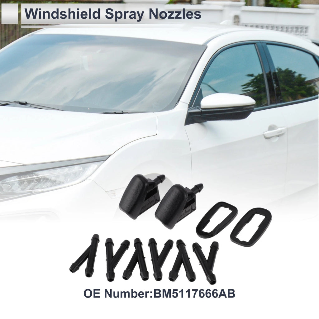 Set of 6 Windshield Washer Nozzles w/ Hose Connector for Ford (No.BM5117666AB)