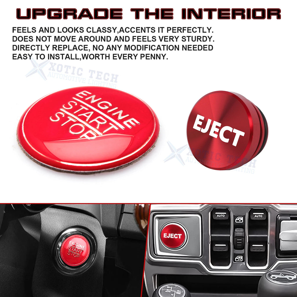 Red Alloy Engine Start + Cigarette Lighter Eject Button Trim for Lexus IS200t (2016-2017)
