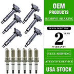 Set of 6 Ignition Coils & Iridium Spark Plugs for Toyota Tacoma 4Runner (2005–2020)