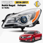 Halogen Headlight with Bulb Chrome Left Driver Side for Buick Regal (2014–2017)
