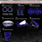 Engine Start Button Ring Gear Shift Cover Kit for Blue Bling Diamond (2013-2019)