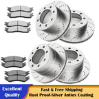 Drilled Rotor Ceramic Brake Pad Kit for Dodge Ram 1500 2500 3500 (2002–2023)