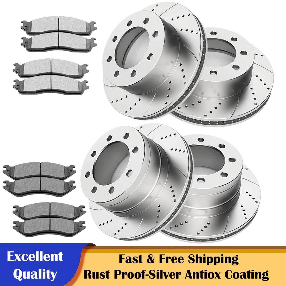 Drilled Rotor Ceramic Brake Pad Kit for Dodge Ram 1500 2500 3500 (2002–2023)