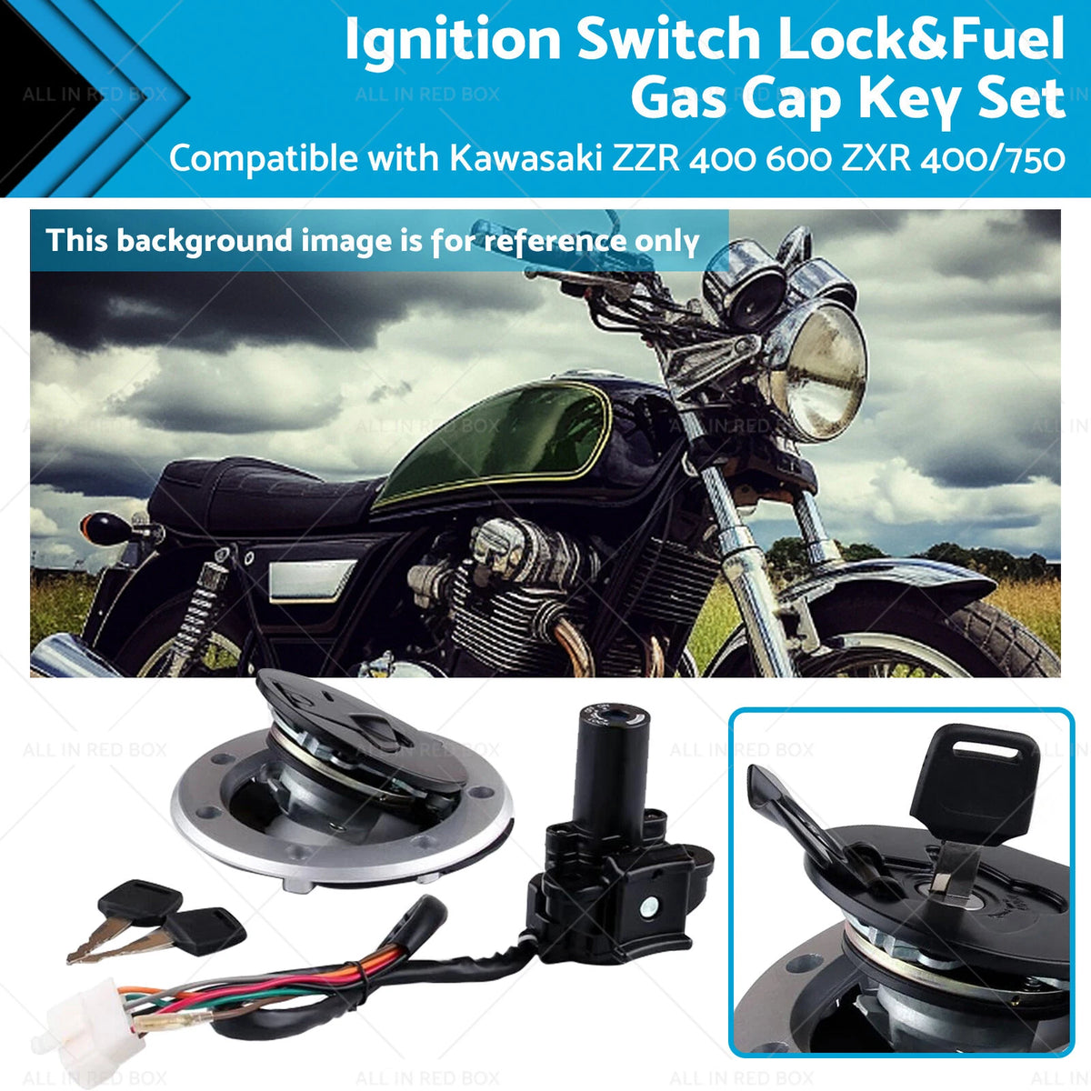 Ignition Switch Lock Fuel Gas Cap Key Set for Kawasaki ZZR 400 600 ZXR (1990–2008)