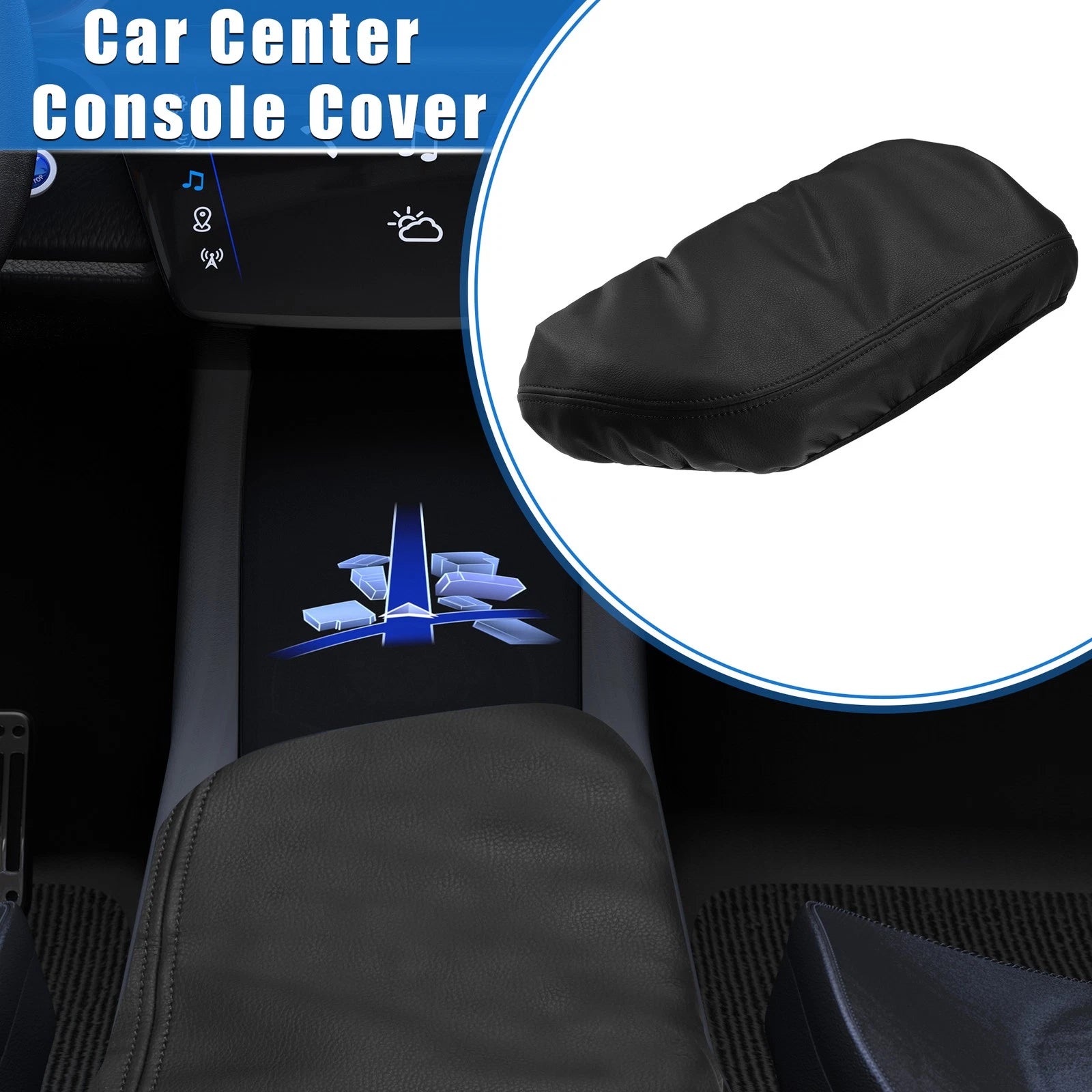 Center Console Pad for Toyota Camry (2018–2022) - Black Faux Leather