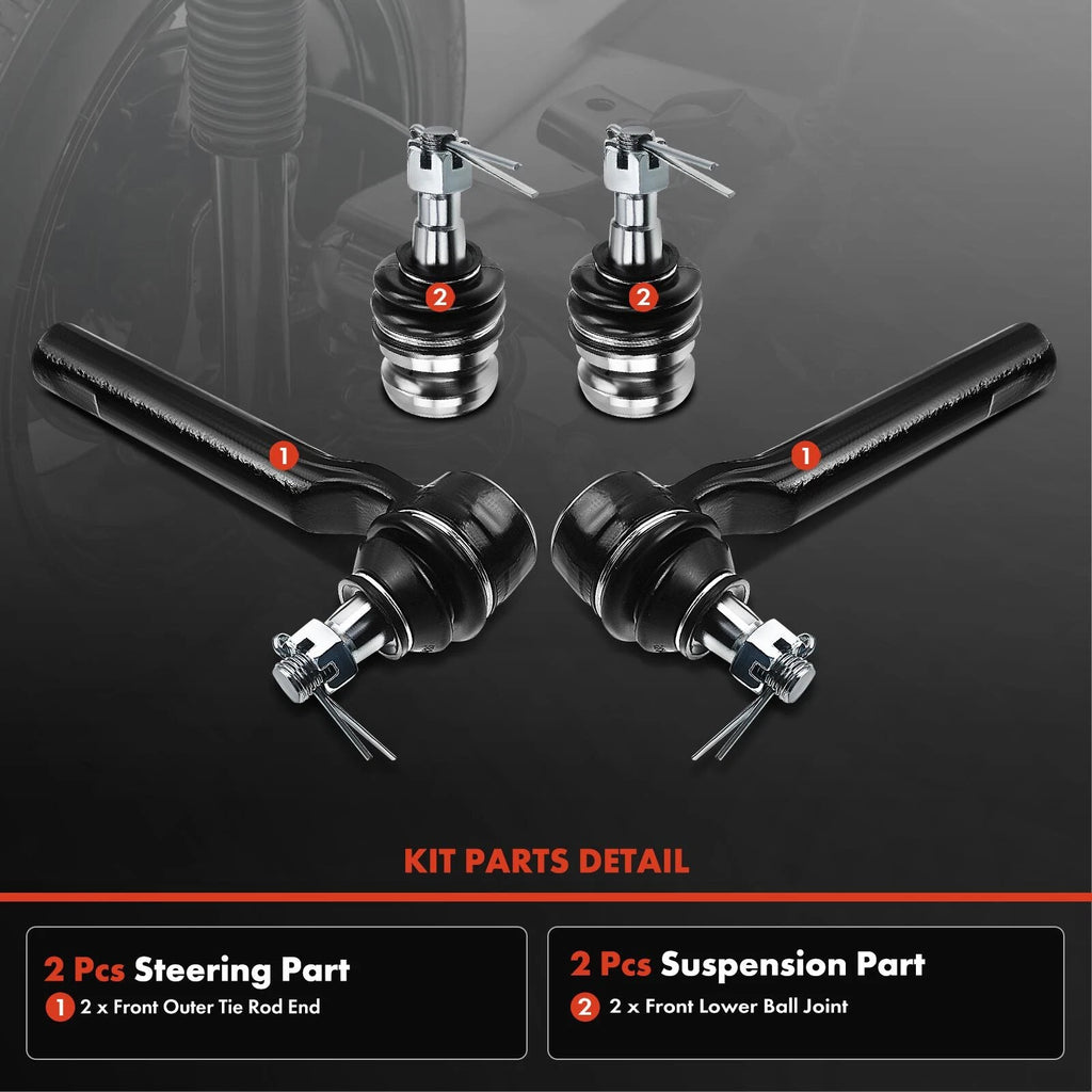 Set of 4 Outer Tie Rod End Ball Joints for Subaru Outback, Forester (2000–2014)