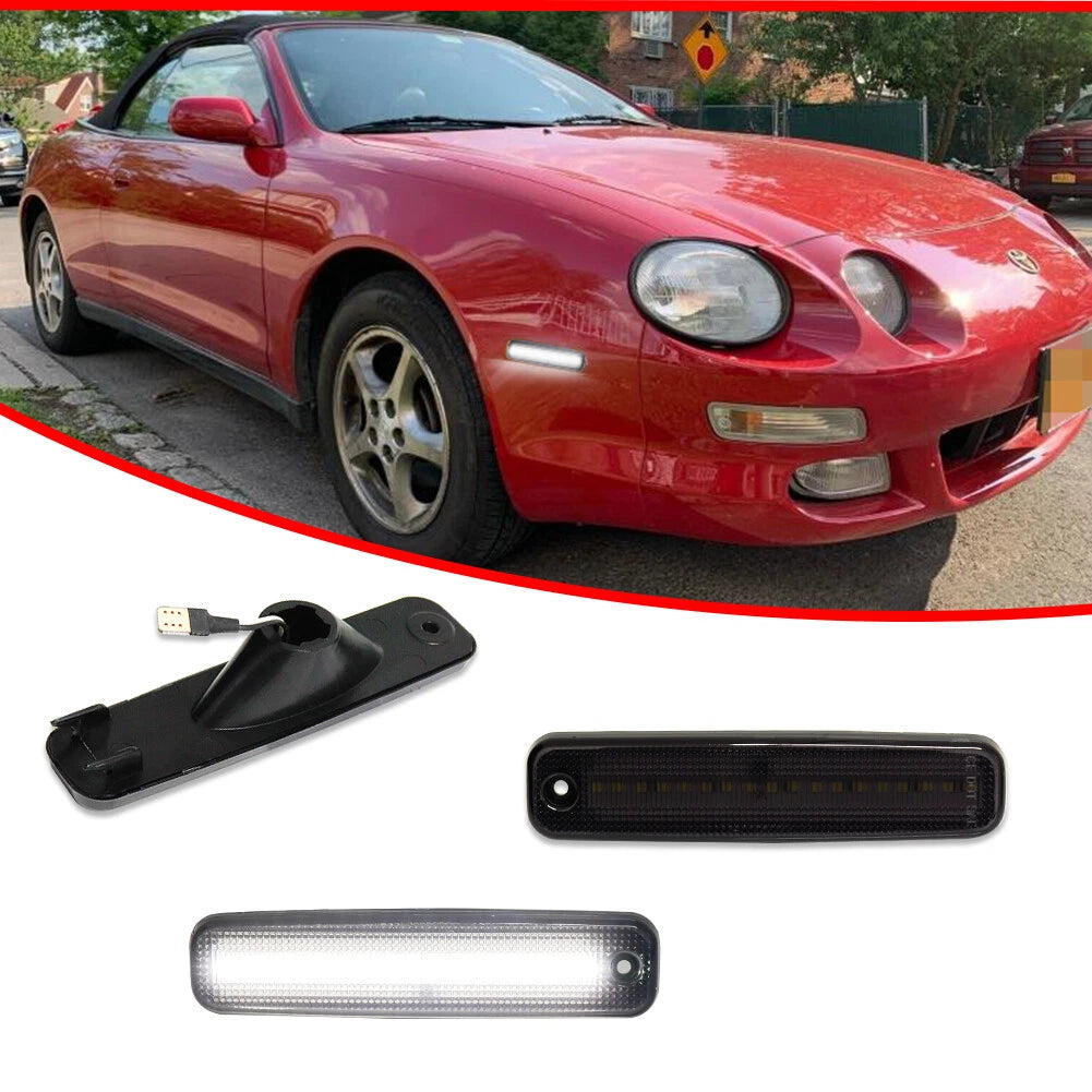 Black Lens White LED Front Side Marker Parking Lamps for Toyota Celica (94–99)