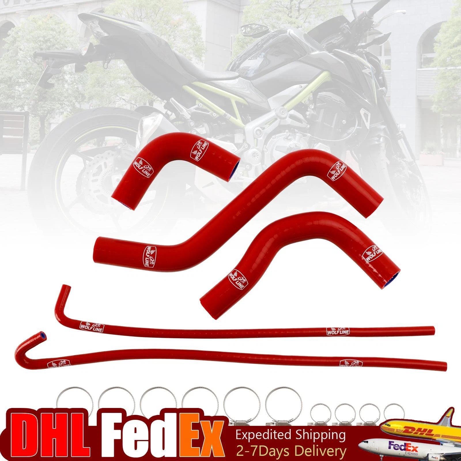 Silicone Radiator Coolant Hose Kit for Kawasaki Z900 (2017–2024) Red