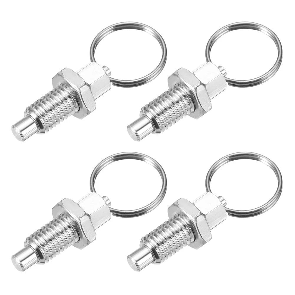 Set of 4 Stainless Steel Spring Plungers M10x1.5 with Pull Rings