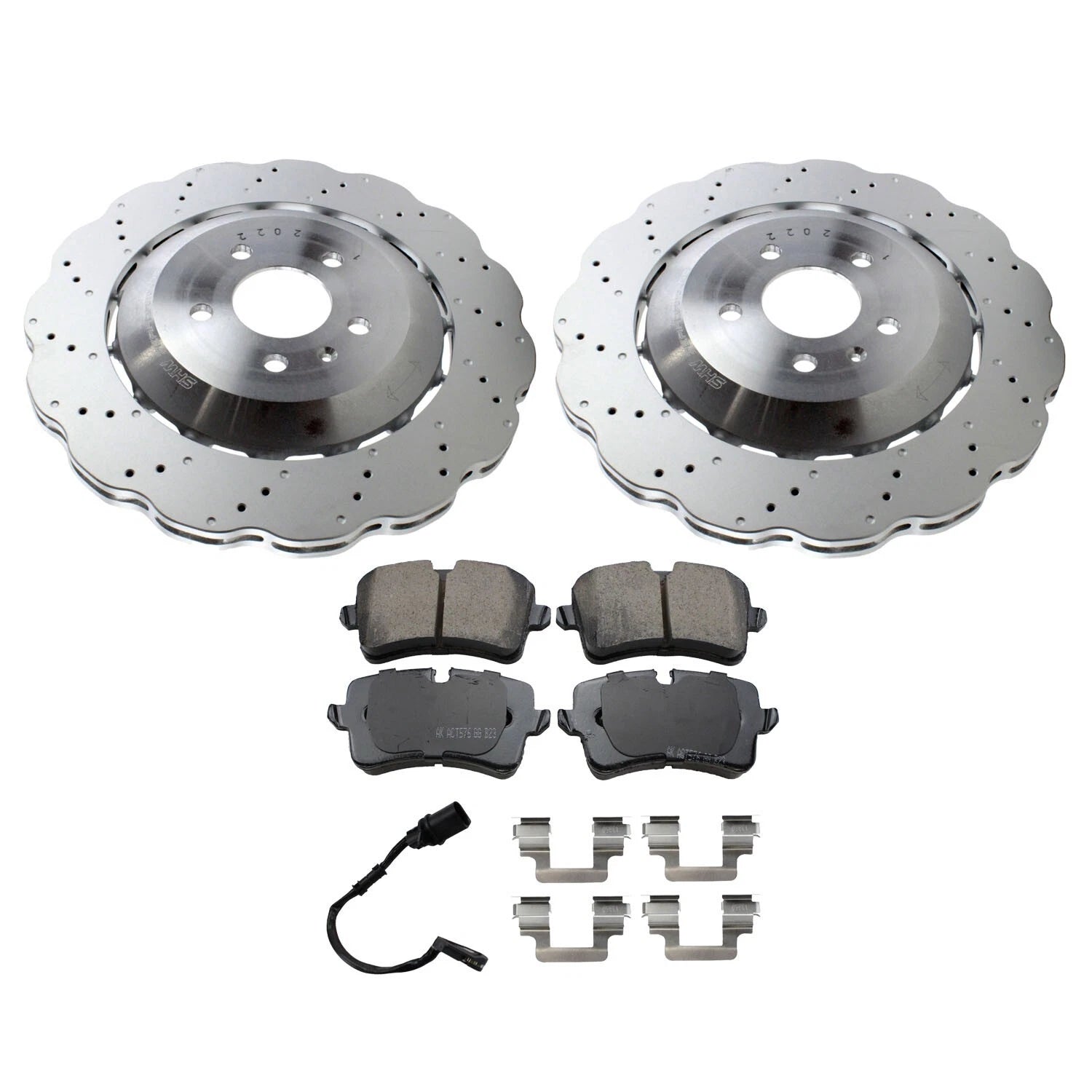 Rear Brake Kit 356mm Wavy Disc Rotors & Akebono Pads for Audi RS7 (2014–2020)
